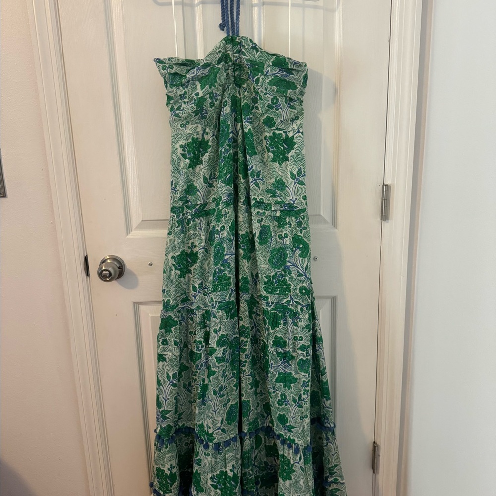 Ro’s Garden Floral Green Strapless Dress